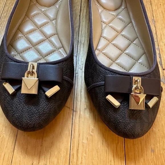 Michael Kors Dark Brown Flats with Gold Accents - Picture 2 of 6